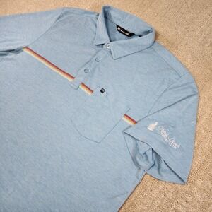 Travis Mathew Shirt Men XL Cabana Heather Heritage Blue Golf Polo Marsh Creek
